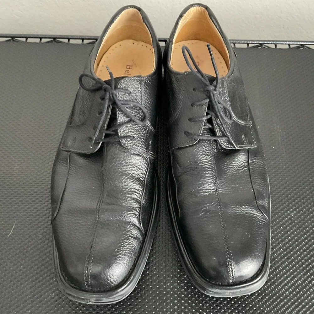 Belvedere Studio Bay Bridge Mens Black Leather Bicycle Toe Dress Shoes 13D